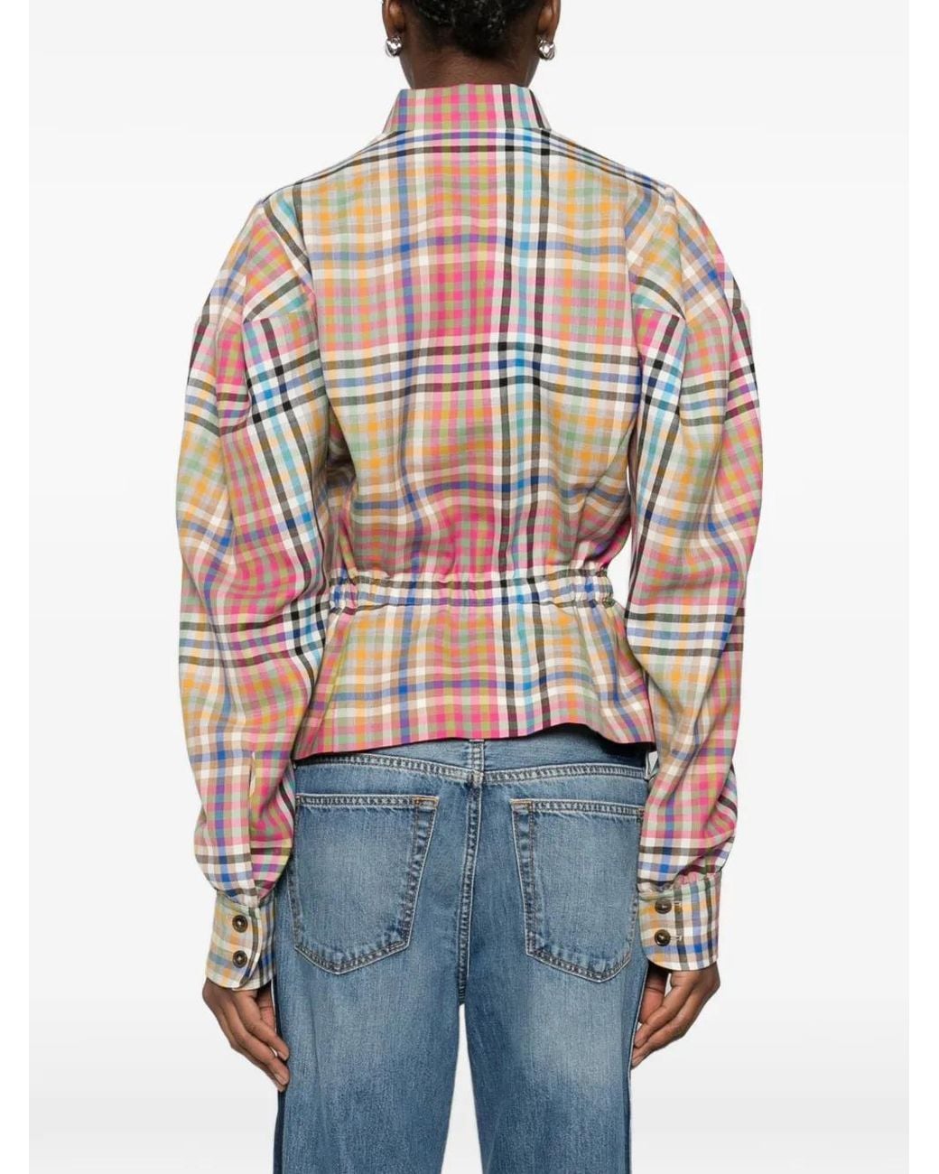 Vivienne Westwood White Plaid Button Front Top