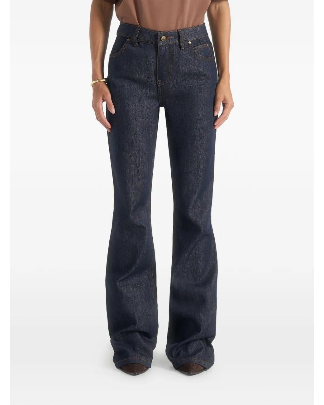 Manière De Voir Blue Abbie Stacked-Fit Flare Jeans