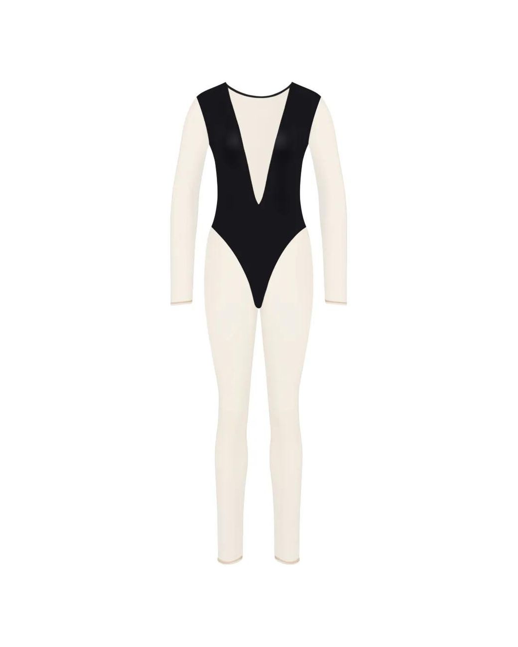 Maison Close White Pure Tentation V-Neck Long-Sleeve Jumpsuit