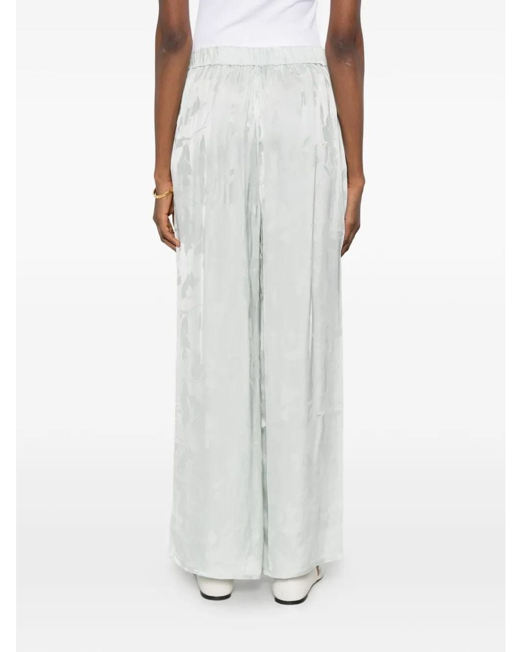 Calvin Klein White Floral-Jacquard Relaxed-Fit Trousers