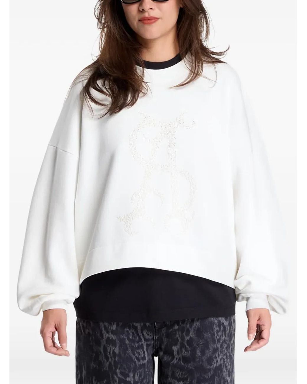 AllSaints White Bead-Embellished Sweatshirt
