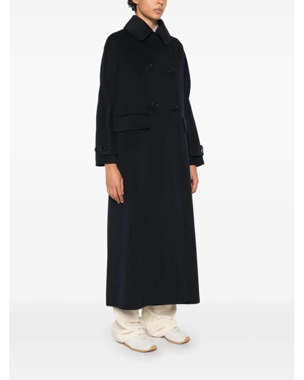 Aspesi Black Double-Breasted Button-Up Coat