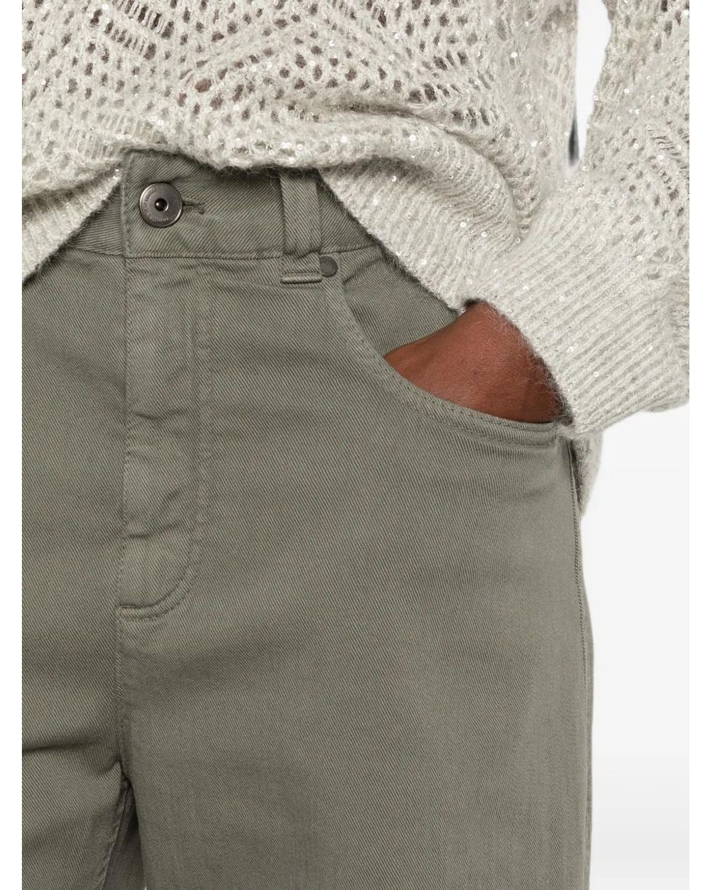 Brunello Cucinelli Green Logo-Patch Jeans
