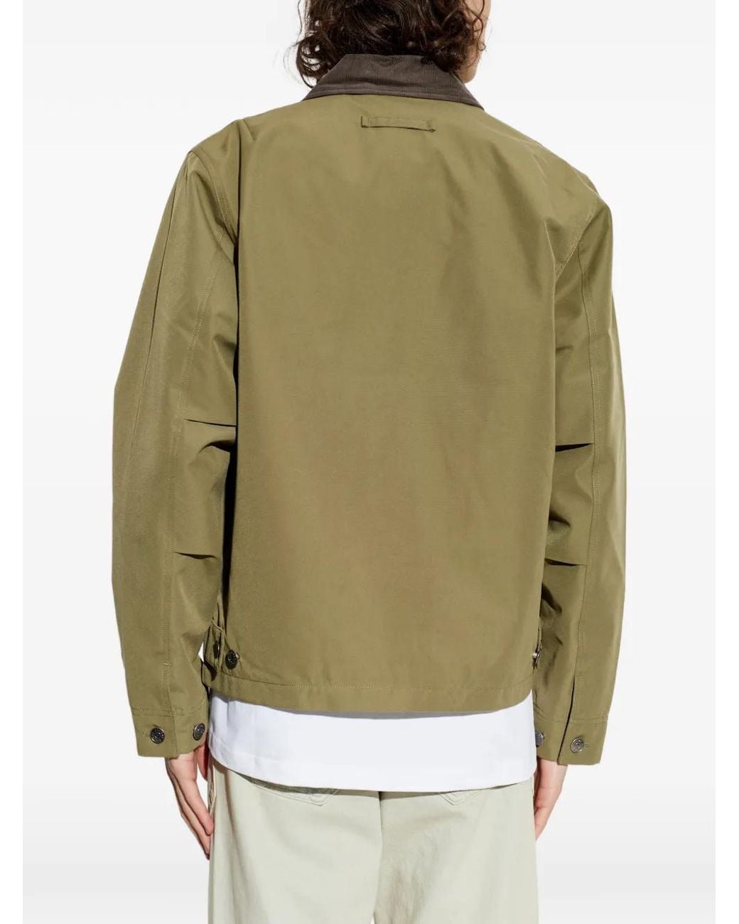 Samsøe & Samsøe Green Sarobin Z Chest-Pocket Contrastong-Collar Jacket for men
