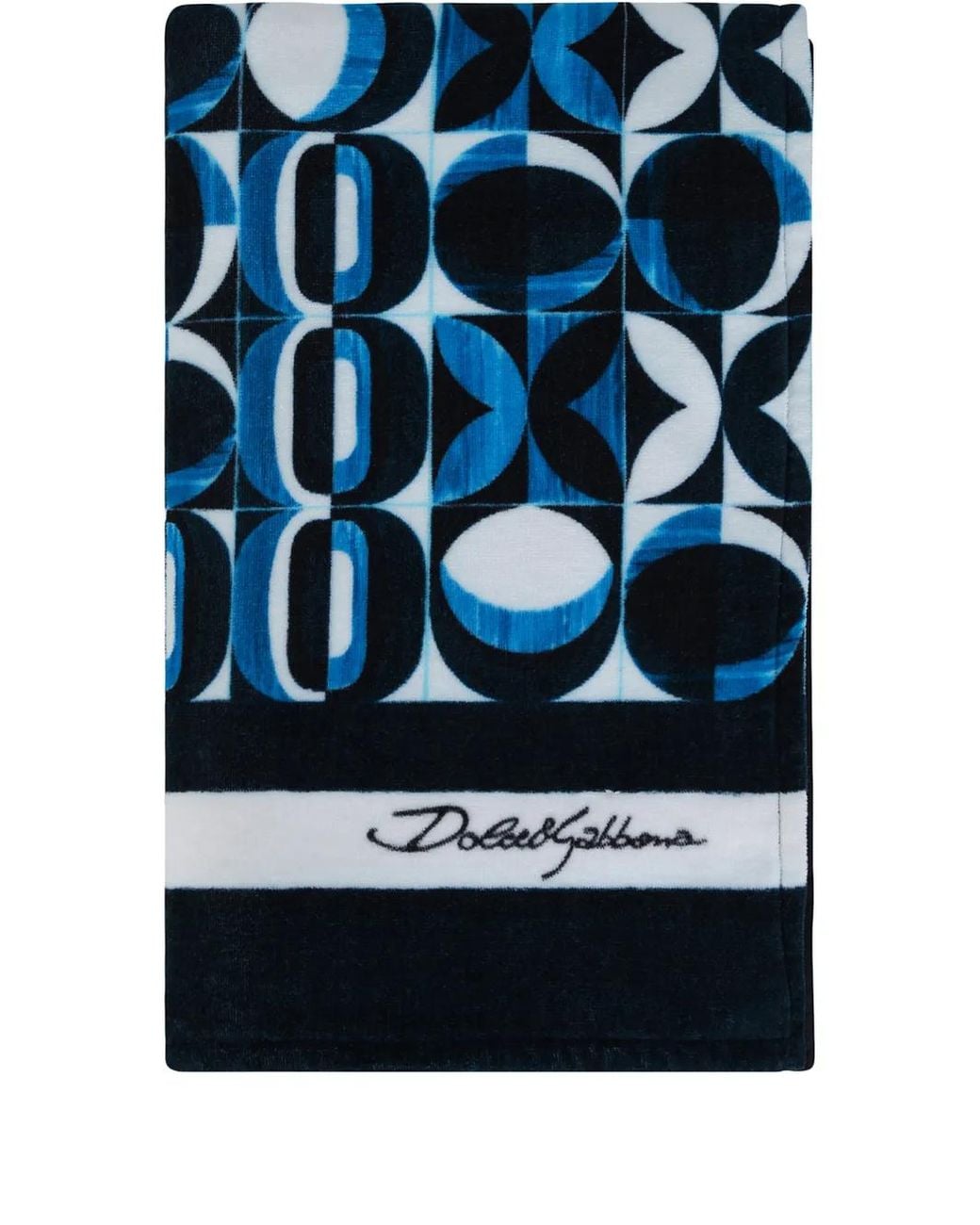 Dolce & Gabbana Blue Geometric-Print Beach Towel for men