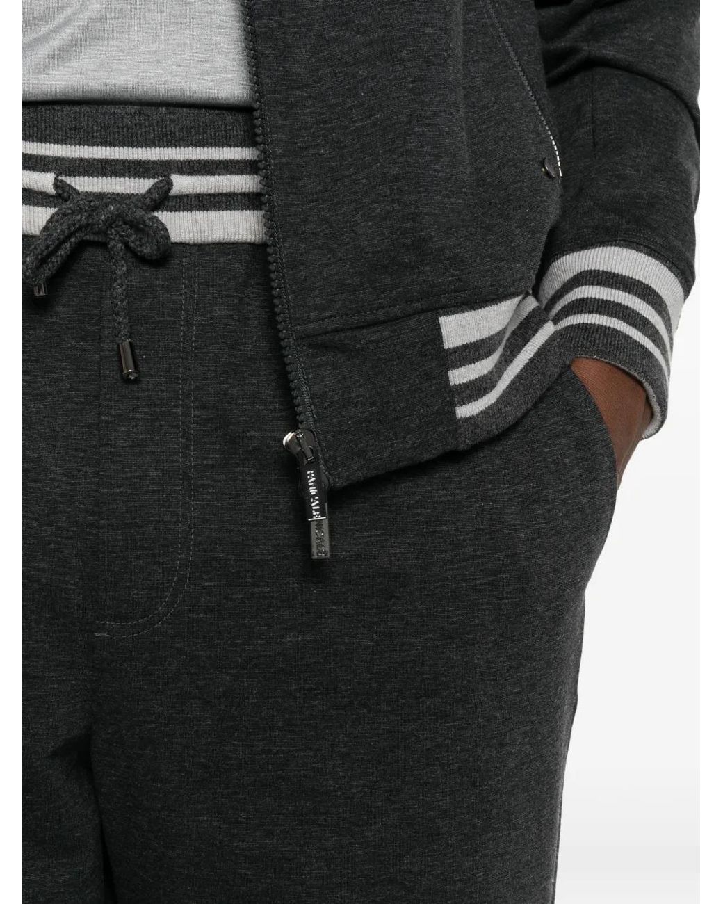 Panicale Black Striped Drawstring Track Pants for men