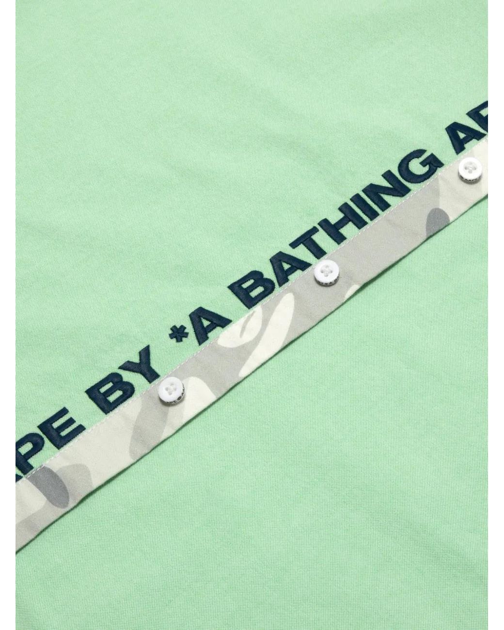 Aape By A Bathing Ape Green Logo-Patch Short-Sleeve Shirt for men
