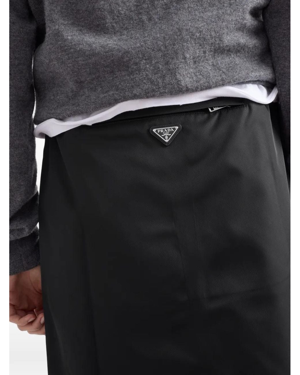 Prada Black Low-Rise Welt-Pocket Skirt