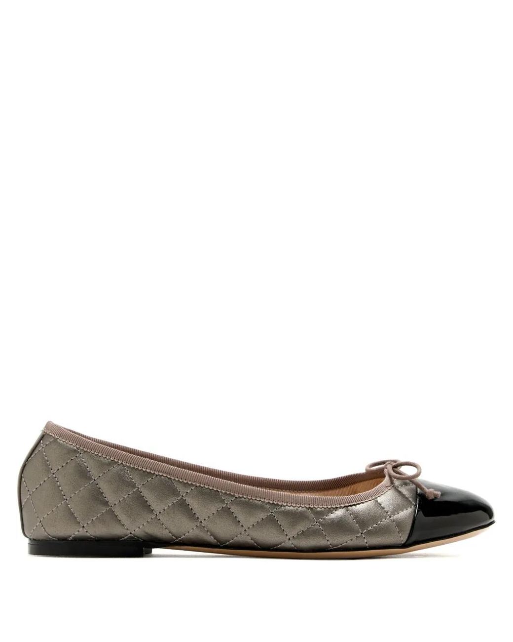 House Of Ballerinas Brown Ines Quilted Cap-Toe Ballet Flats