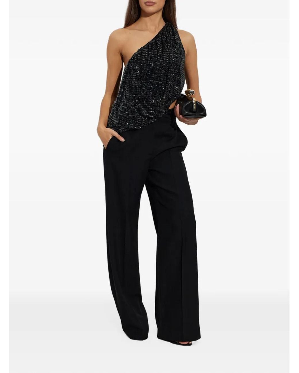 Self-Portrait Black Ruched Strapless Top
