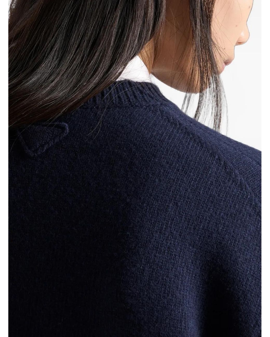 Prada Blue Elbow-Patch Sweater