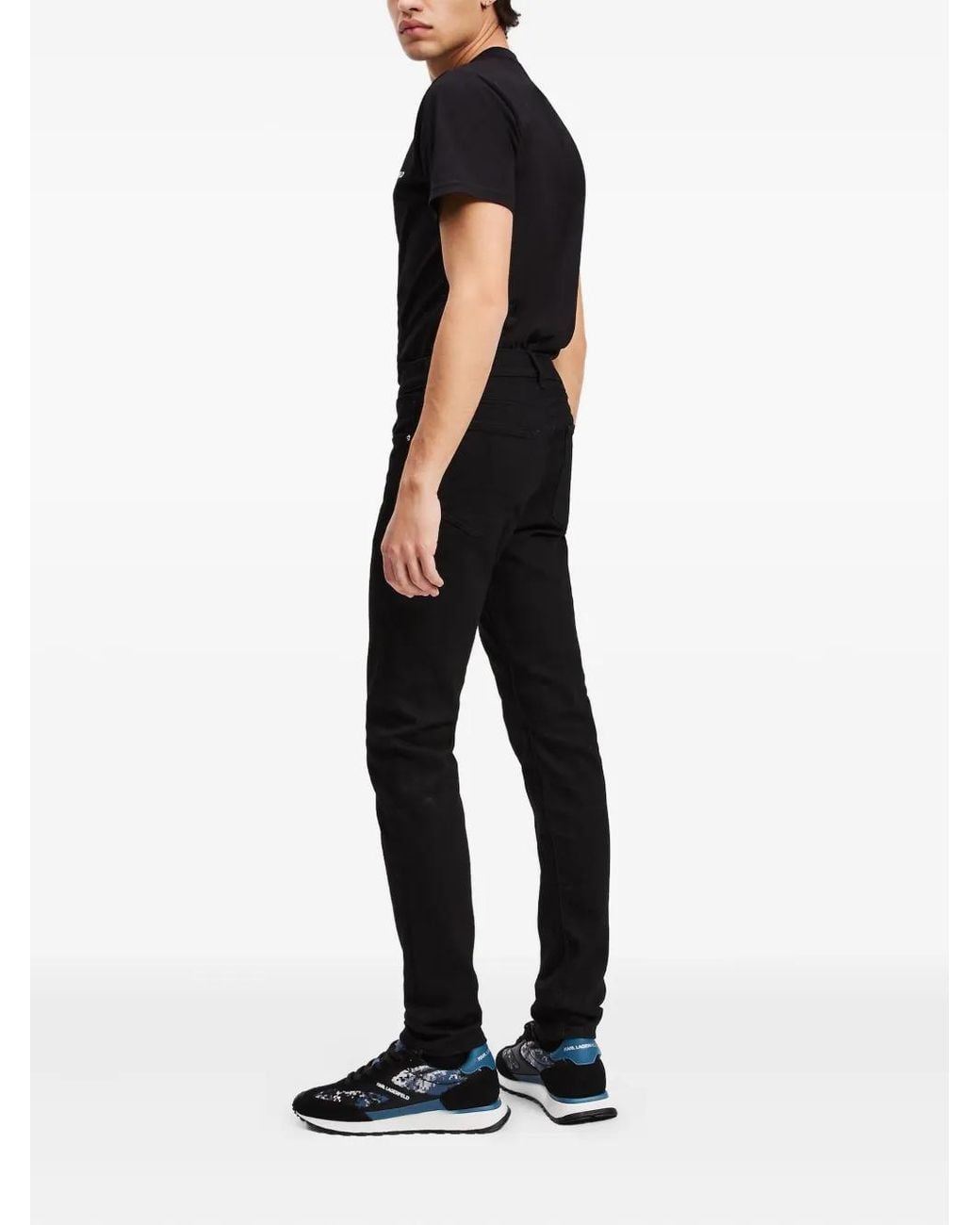 Karl Lagerfeld Black Logo-Patch Skinny Jeans for men