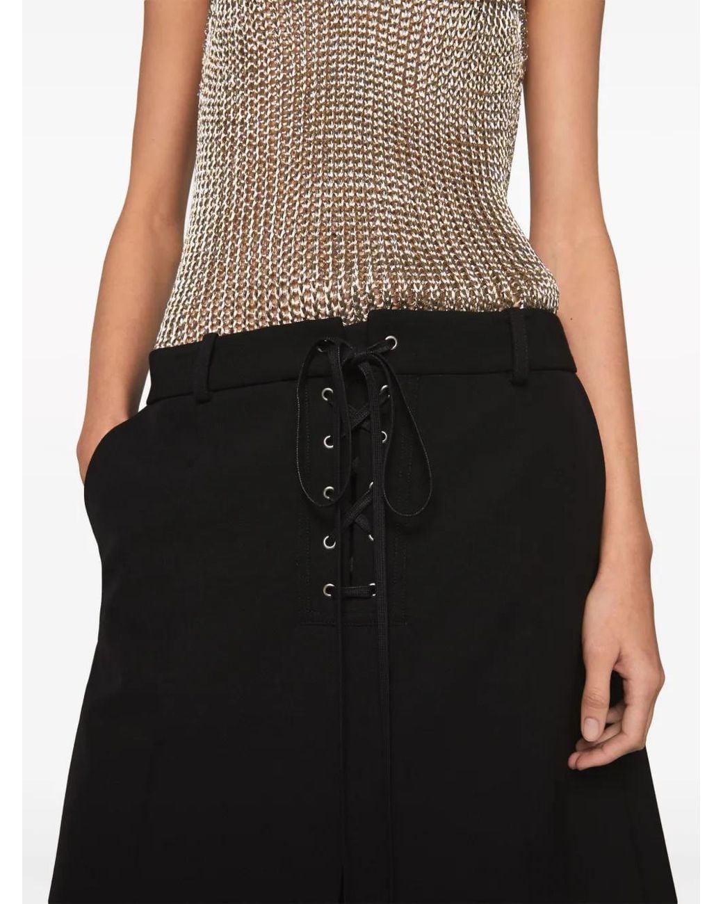 Stella McCartney Black A-Line Wool Midi Skirt