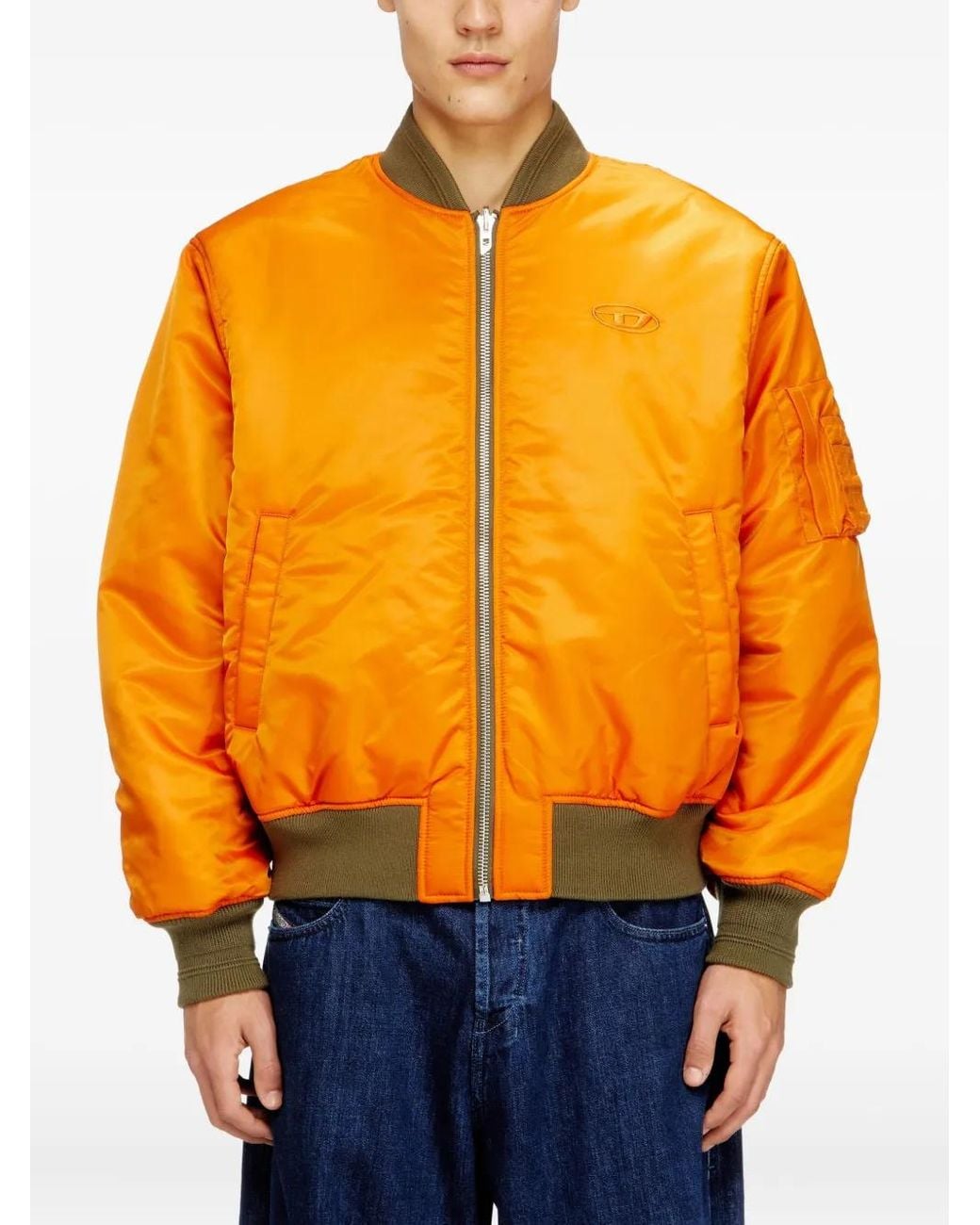 DIESEL Green Reversible Bomber Jacket for men