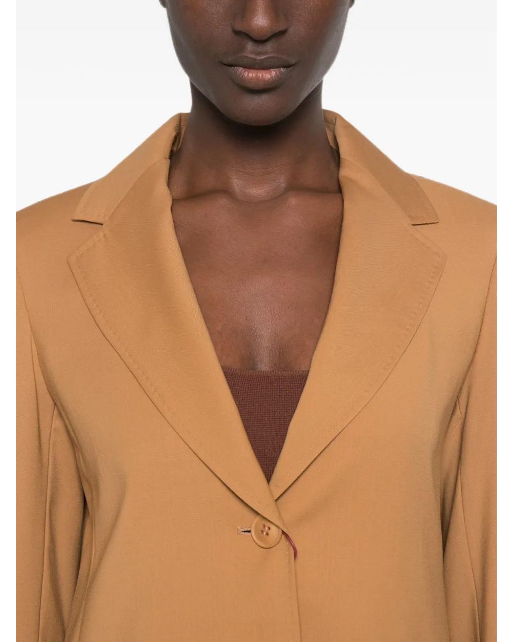 Max Mara Brown Single-Breasted Notched-Lapel Blazer
