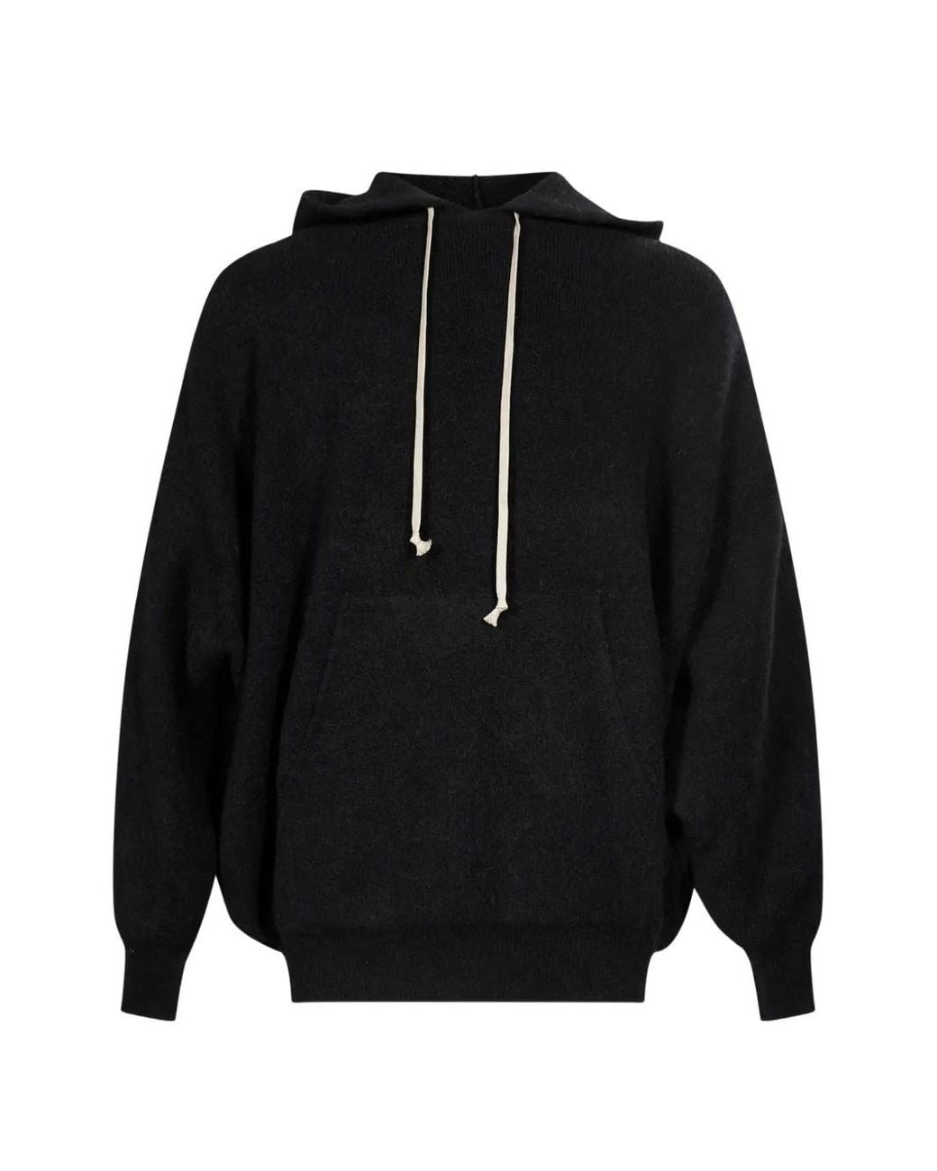 Rick Owens Black Drawstring Pouch-Pocket Hoodie for men