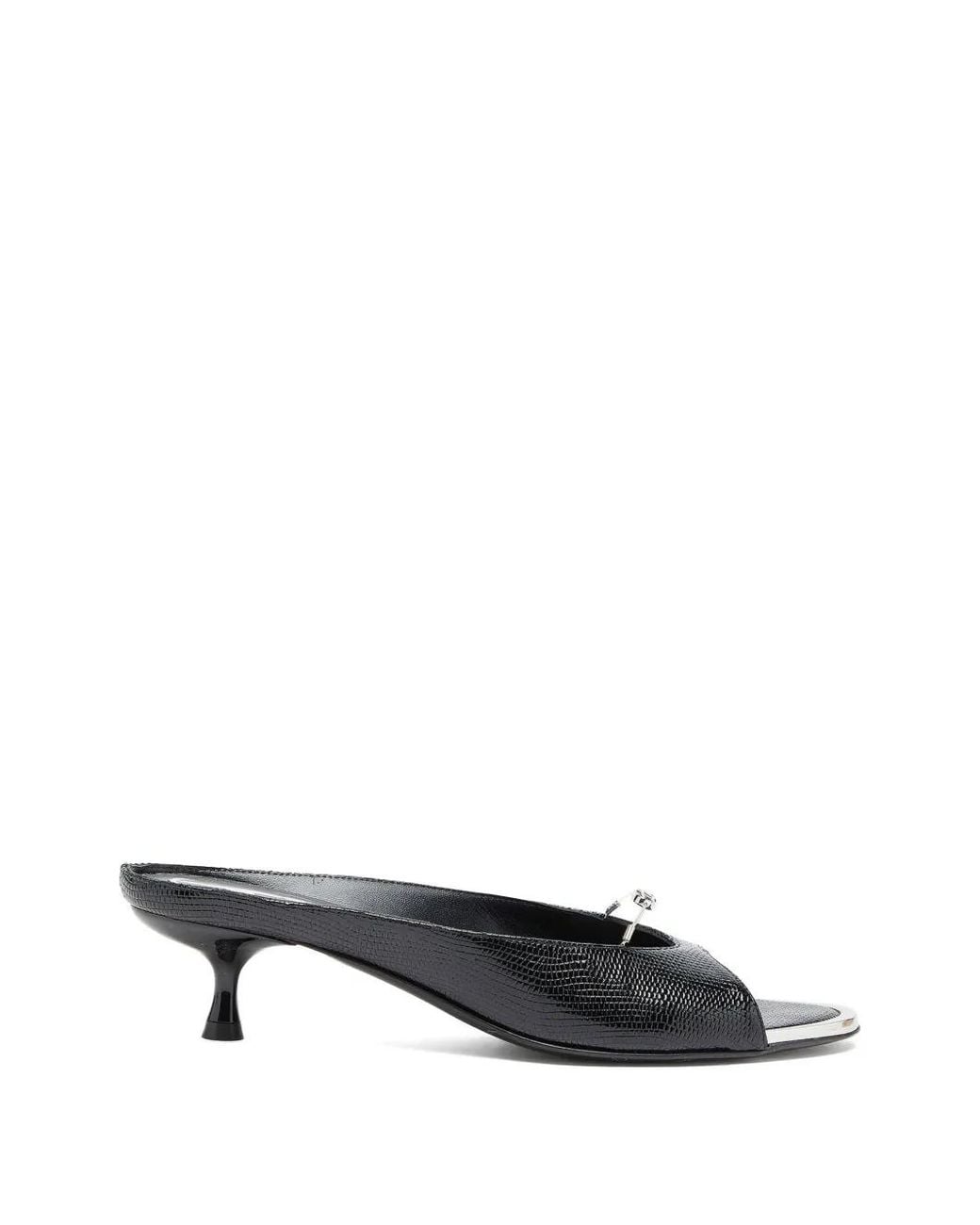 DIESEL Black D-Diam's Lizard-Effect Heeled Mules