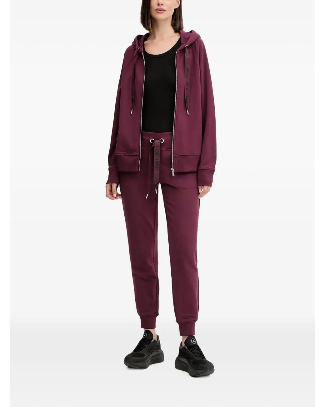 DKNY Purple Drawstring Zip-Up Hoodie