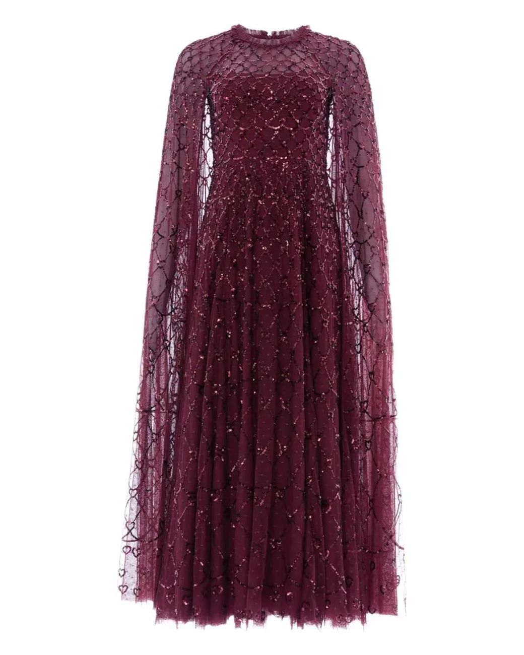 Needle & Thread Purple Heart Lattice Cape Ankle Gown