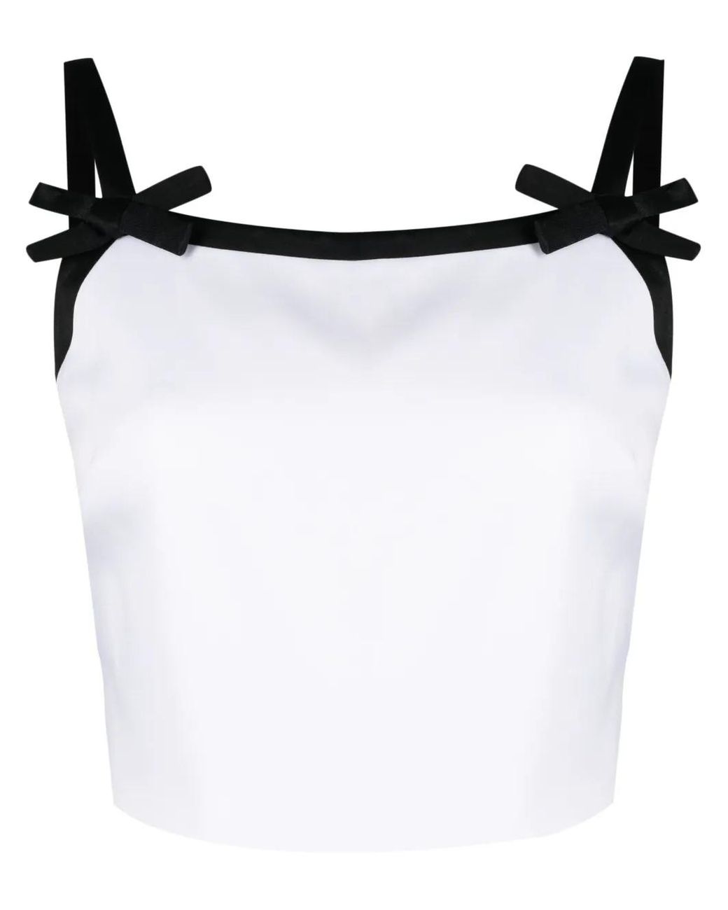 MSGM White Bow-detail Crop Top