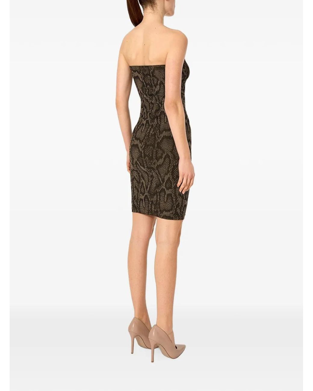 Wolford Brown Python-Print Shimmering Midi Dress