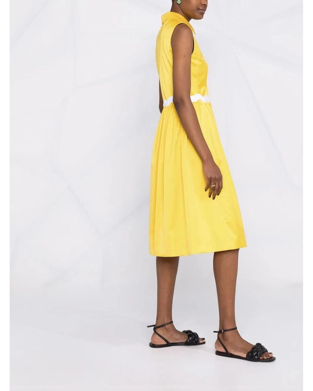 Moschino Yellow Belted Button-Up Midi Dress