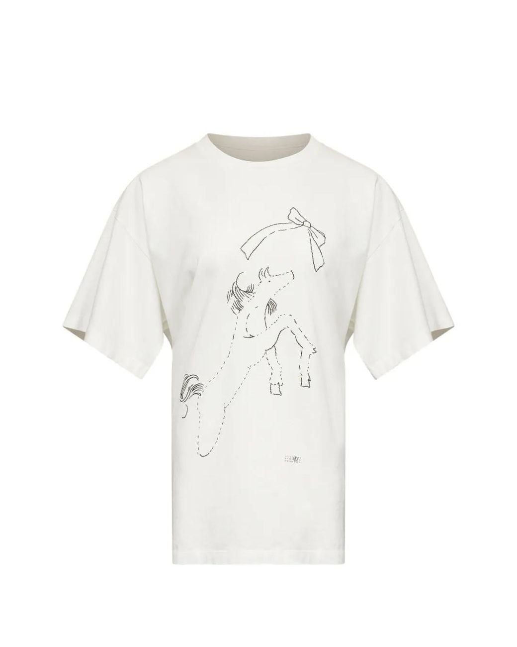 MM6 by Maison Margiela White Horse Print Cotton T-Shirt