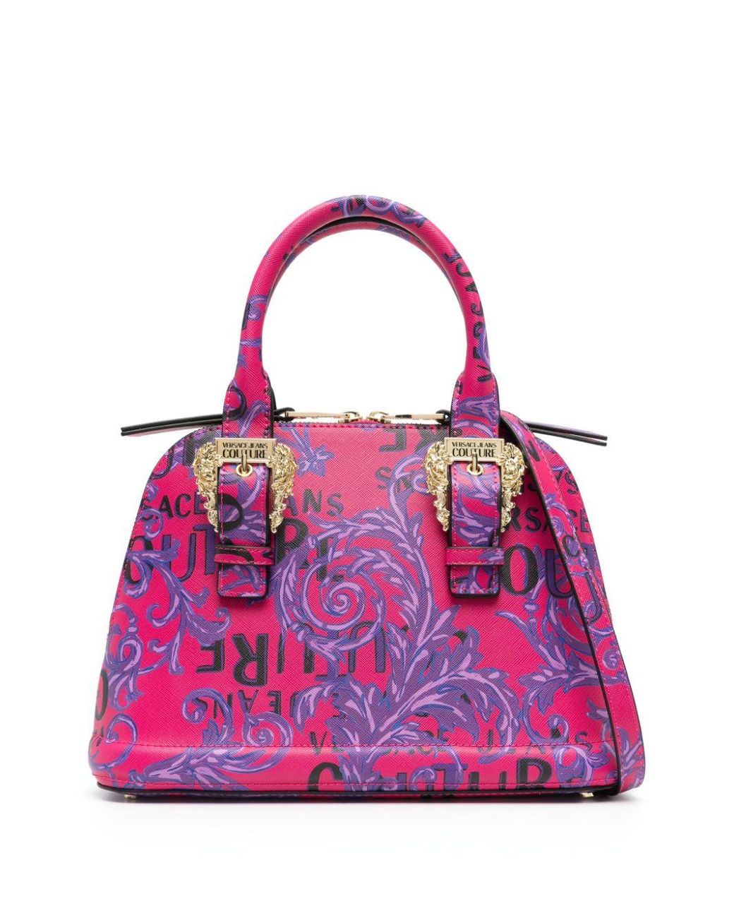 Versace Jeans Couture Barocco-print Logo-buckle Tote Bag in Purple | Lyst