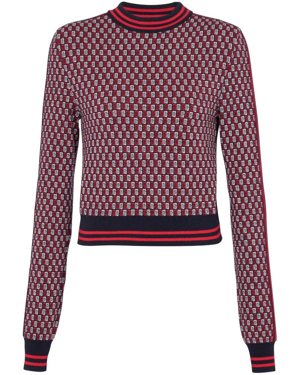 Balmain Red Karierter Pullover