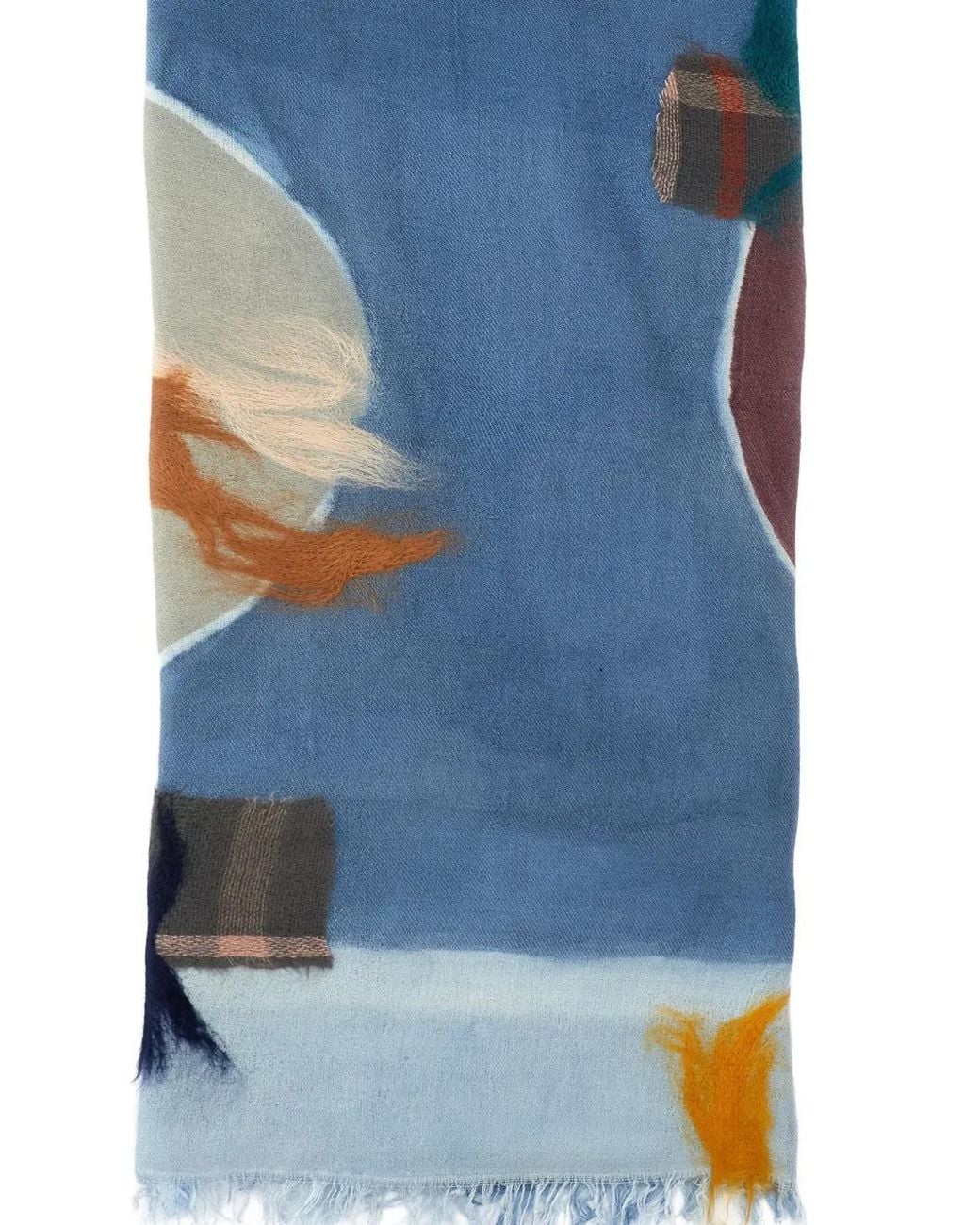 Exquisite J Blue Fringed Scarf