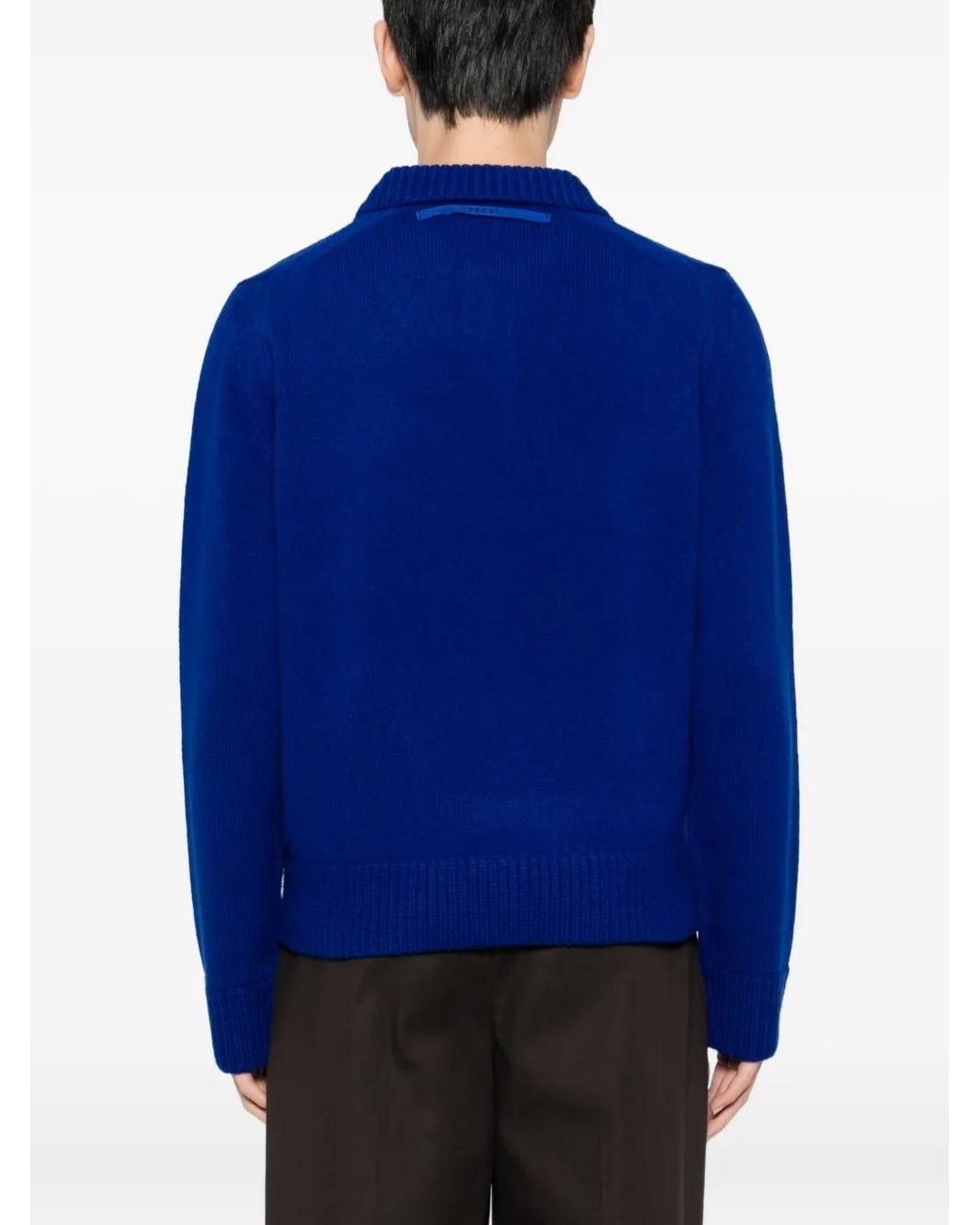 Sacai Blue Wool Jumper for men