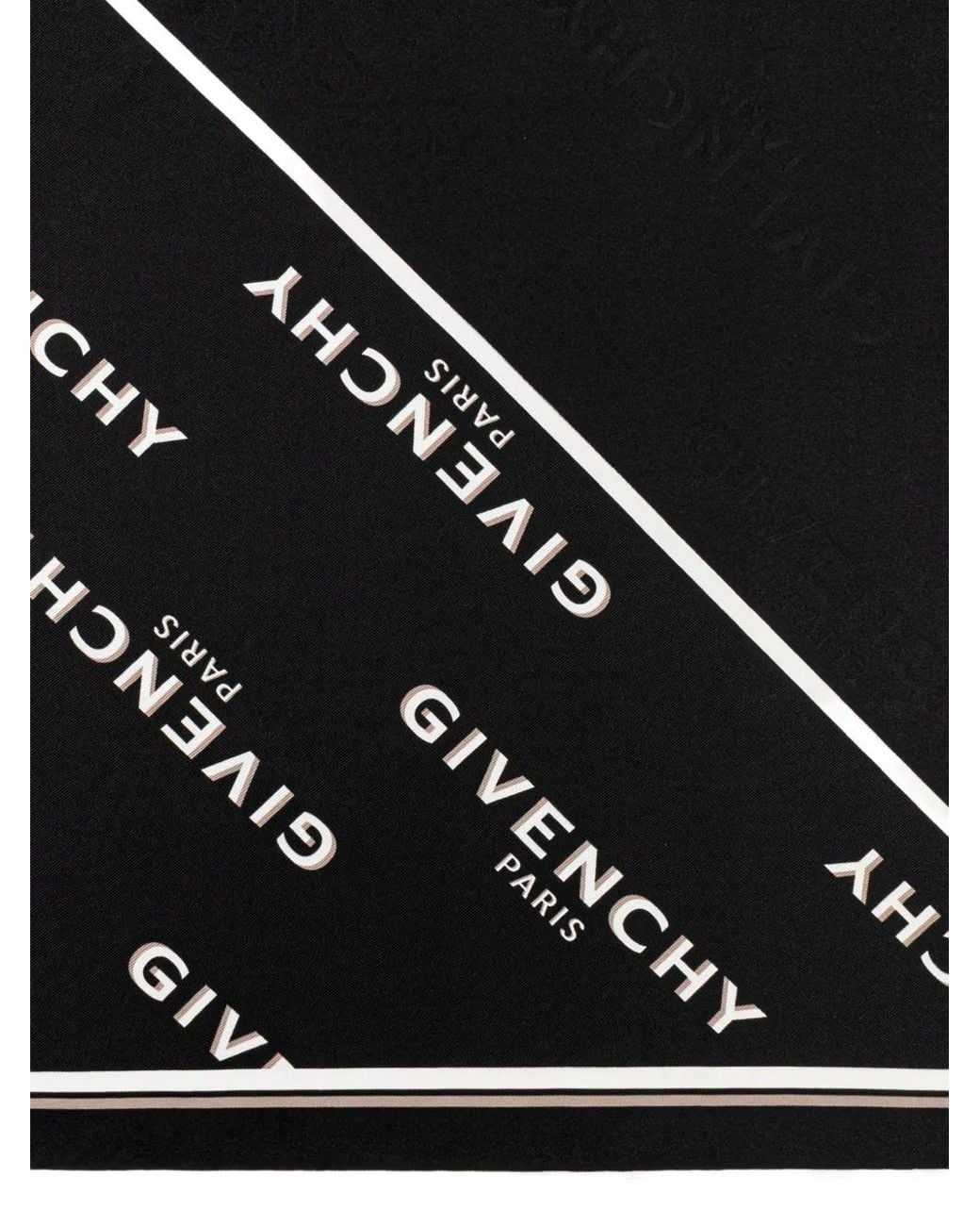 Givenchy Black Logo-Print Silk Scarf
