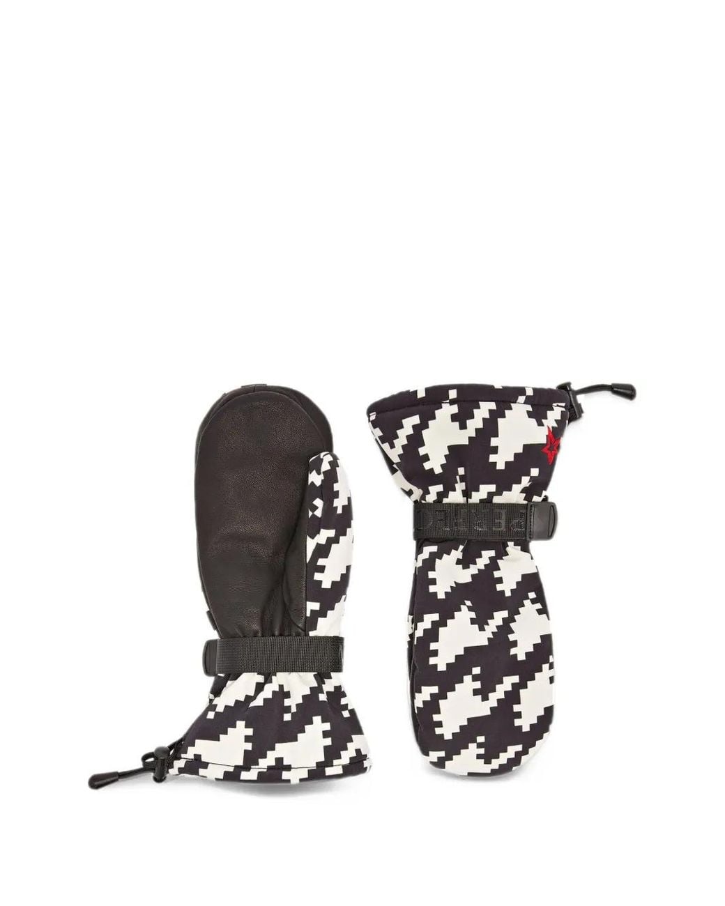 Perfect Moment White Houndstooth-Print Mittens Gloves