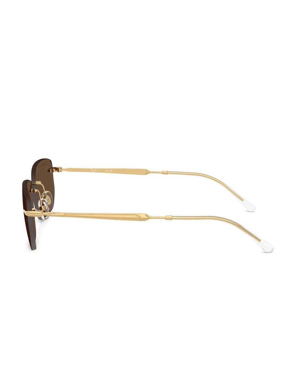 Ray-Ban Brown Rimless Rectangle-Frame Sunglasses