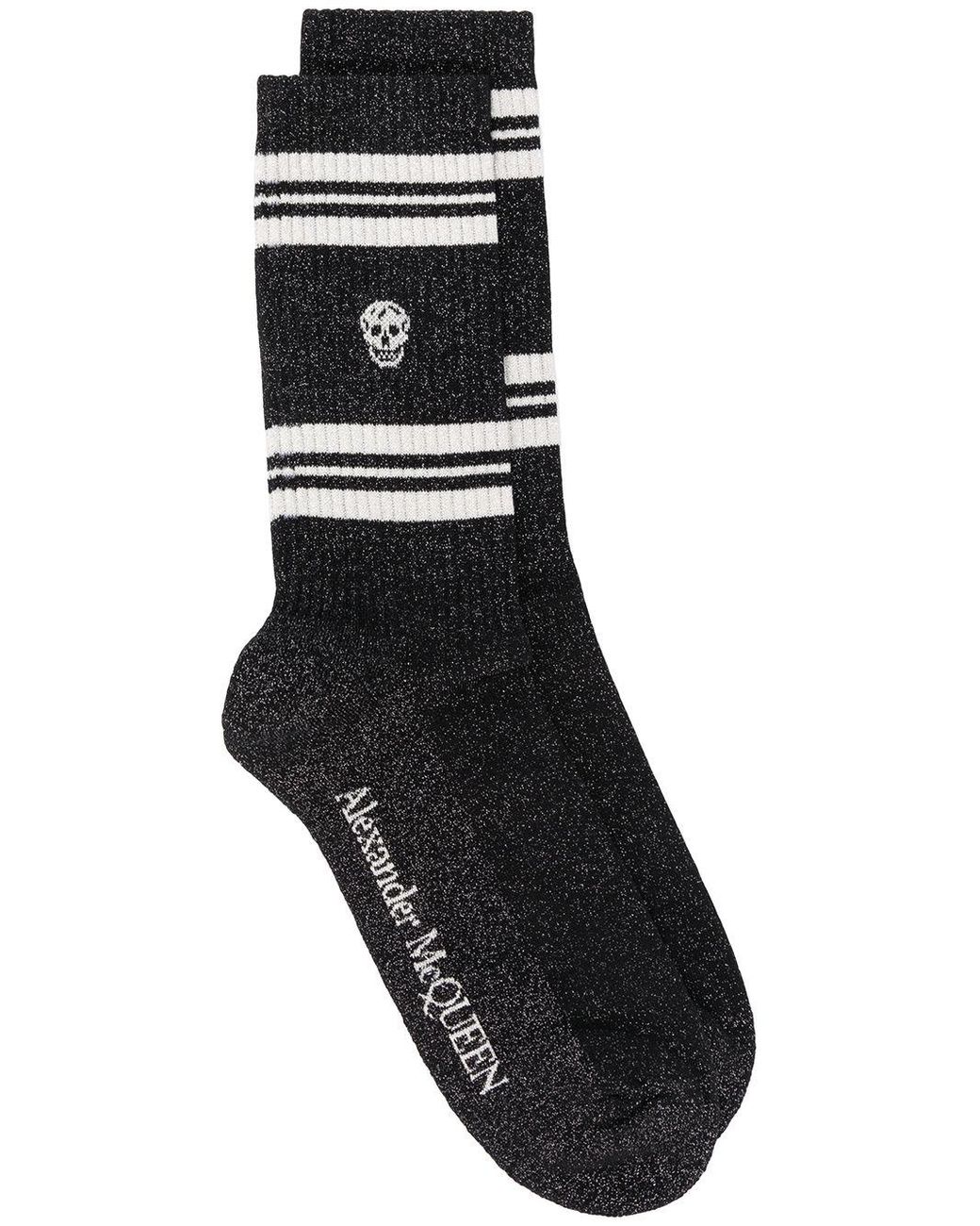 Alexander McQueen Cotton Logo Glitter Socks in Black for Men - Lyst