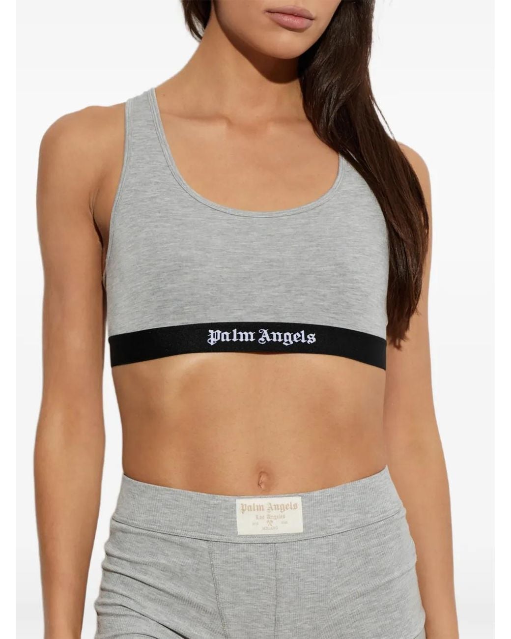Palm Angels Gray Logo-Underband Racerback Top