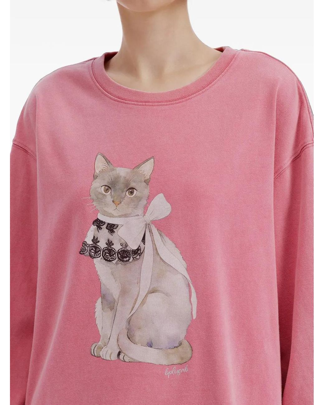 B+ AB Pink Cat-Print Long-Sleeve T-Shirt