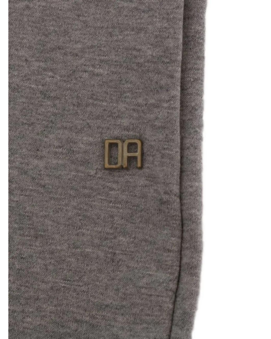 Daniele Alessandrini Gray Kangaroo-Pocket Logo-Plaque Hoodie for men