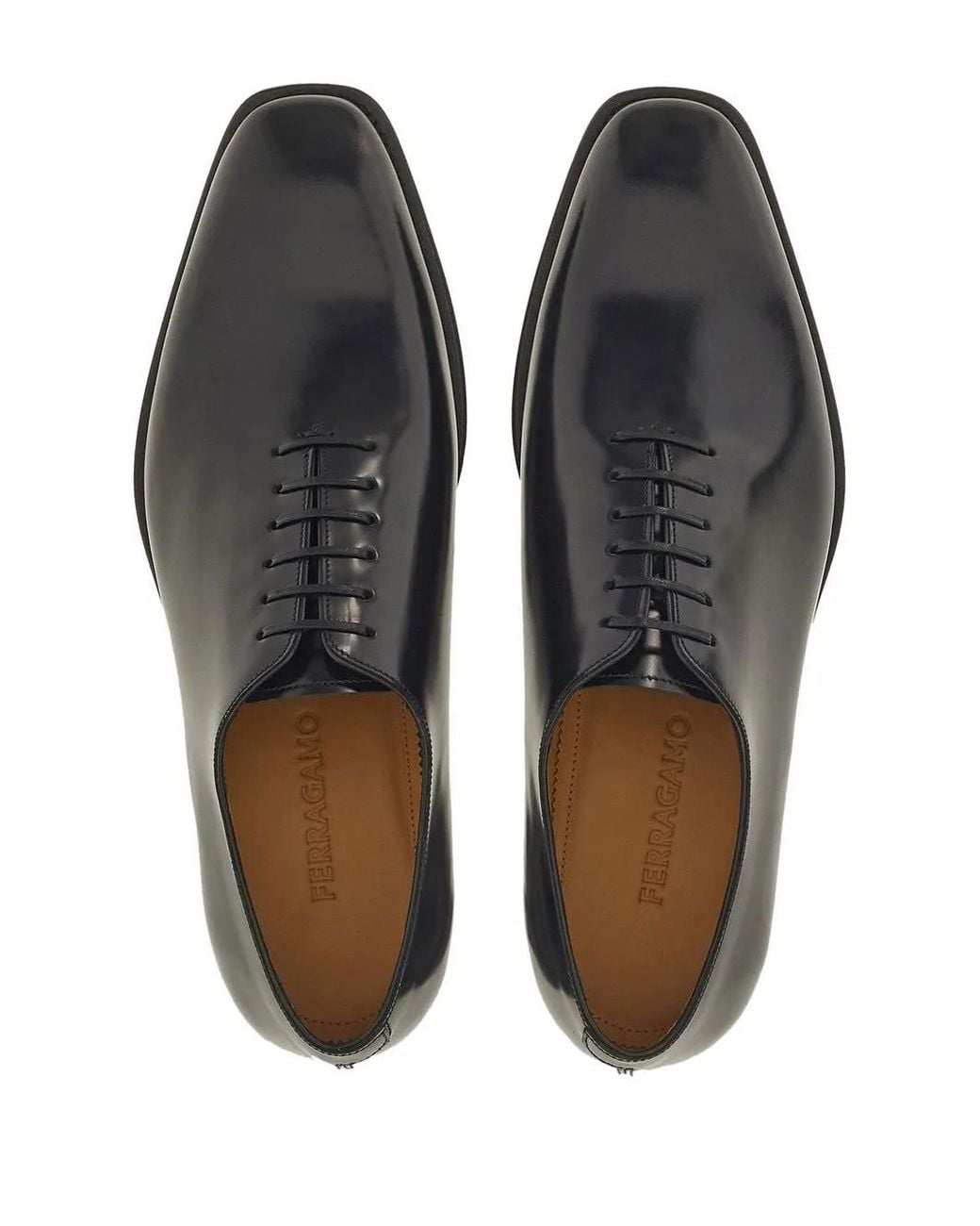 Ferragamo Black Leather Oxford Shoes for men