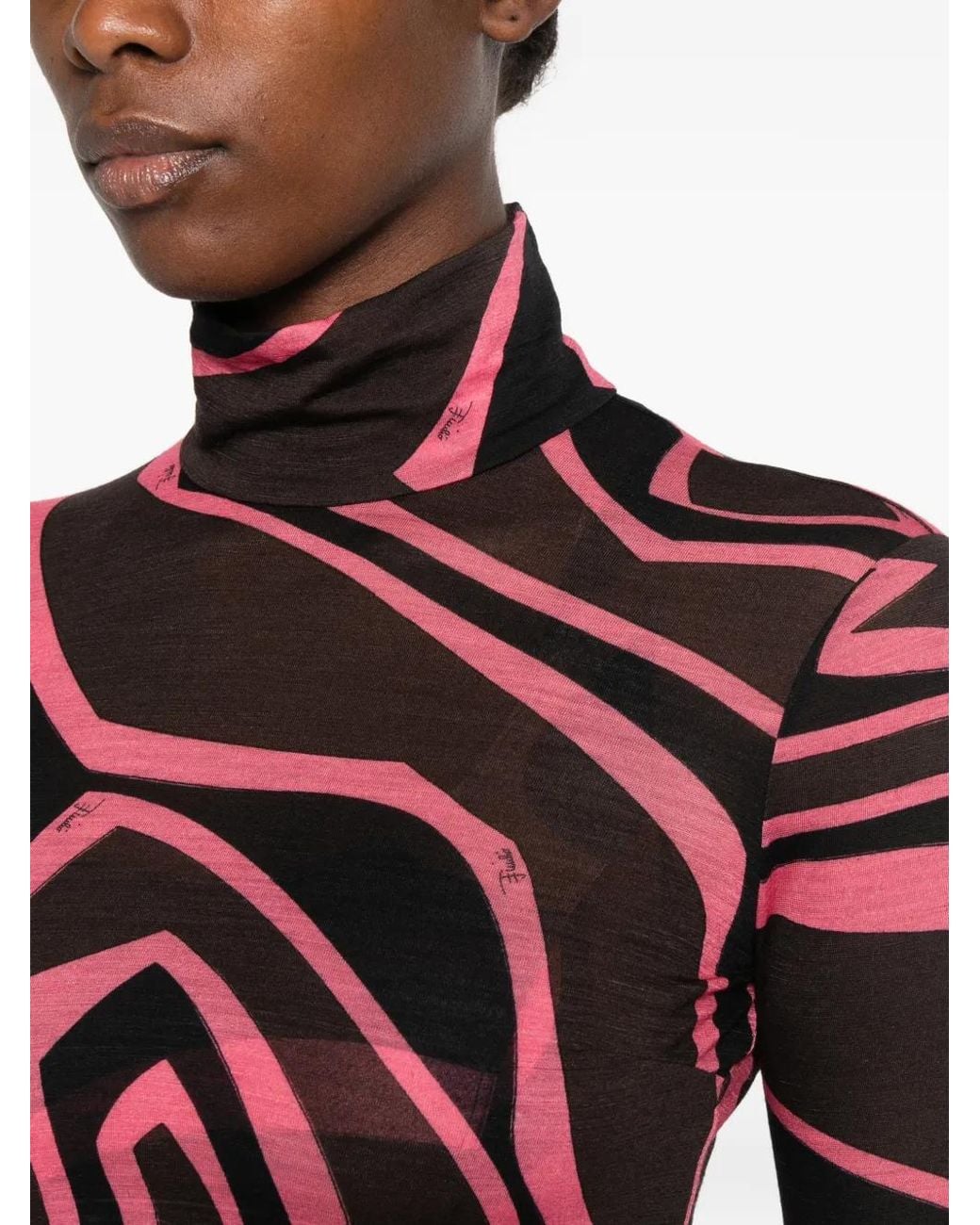 Emilio Pucci Red Iride-Print High-Neck Top