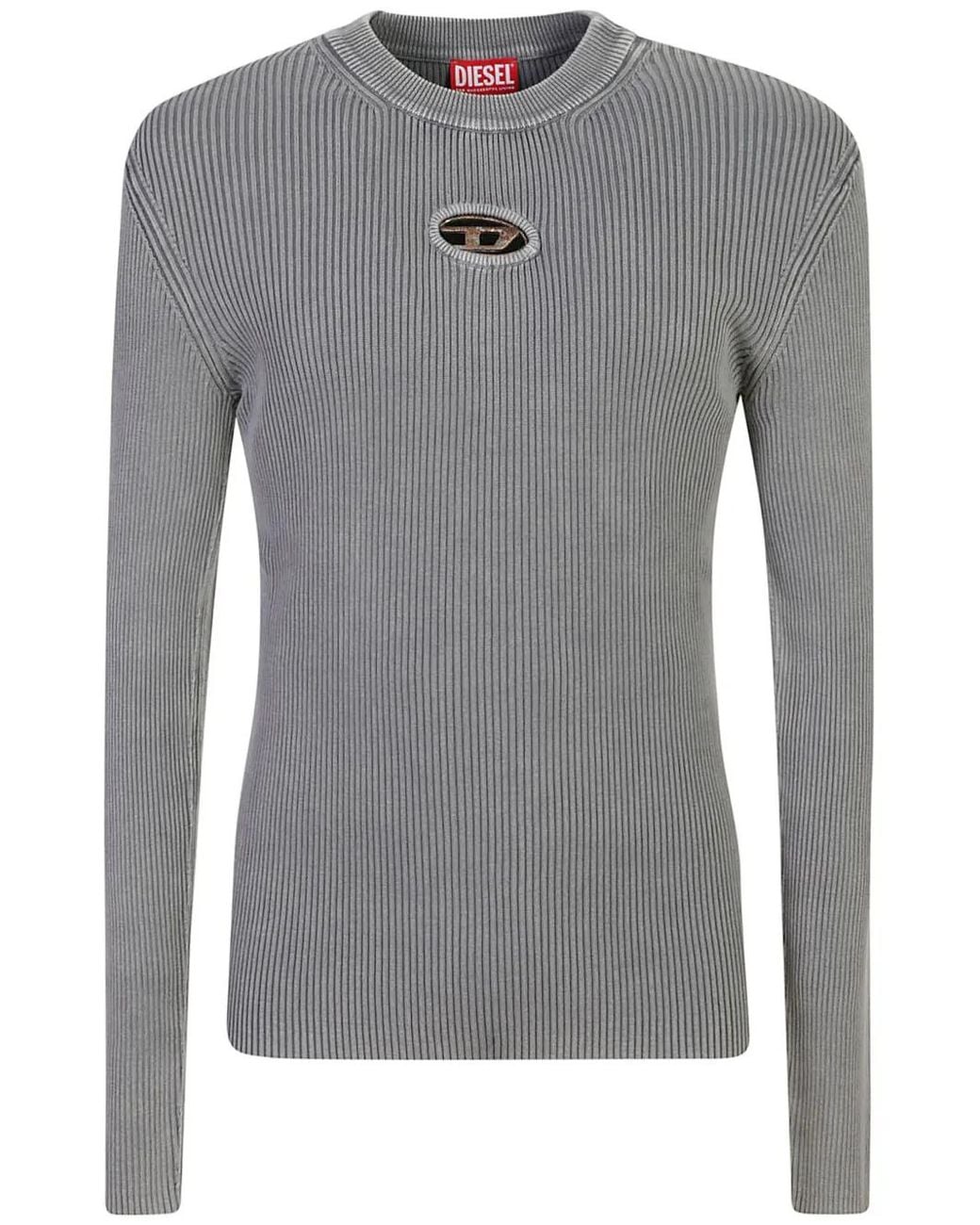 DIESEL Gray K-Darin-A Cut-Out Jumper With Vintage Oval D for men