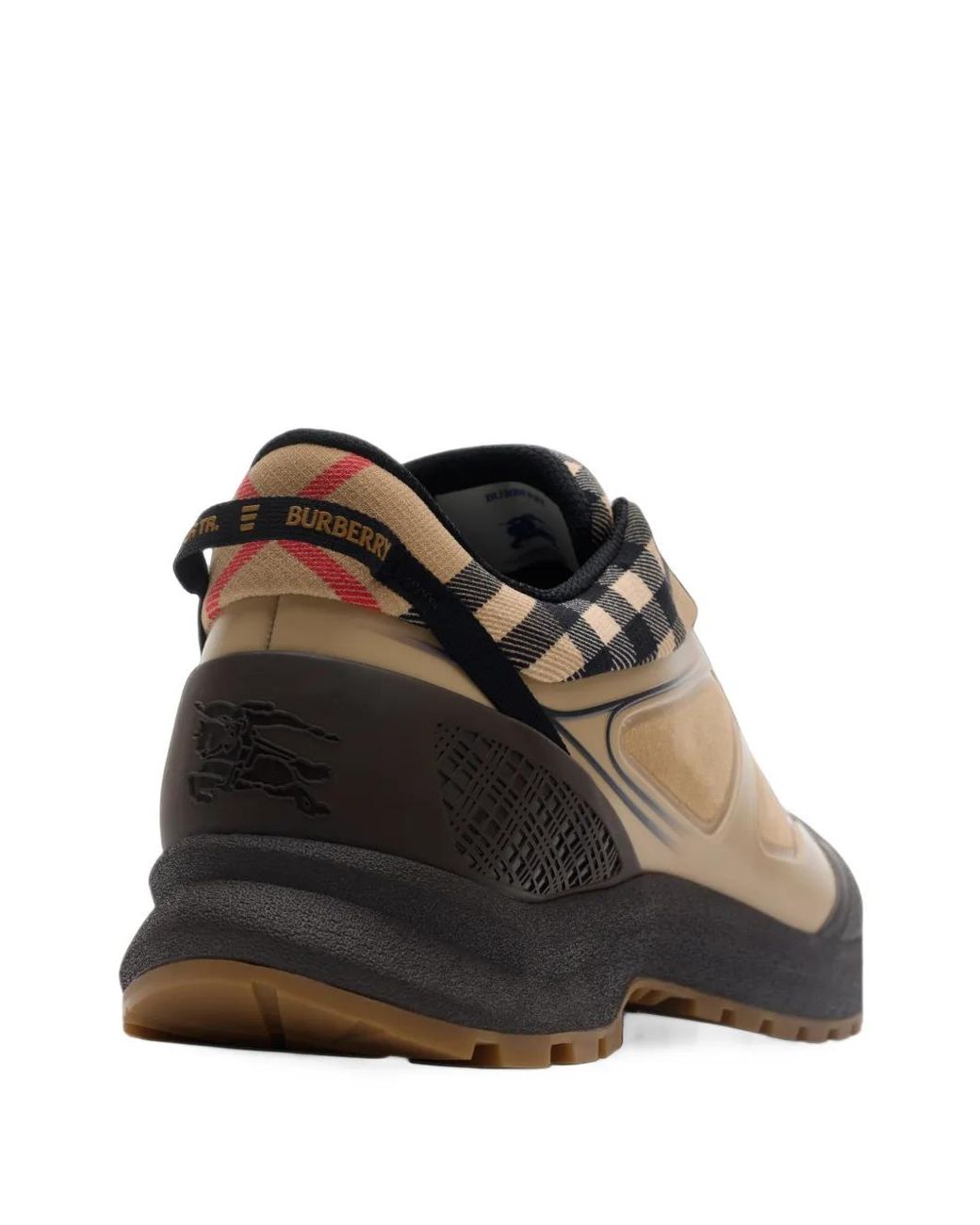 Burberry Brown Check And Mesh Discover Sneakers for men