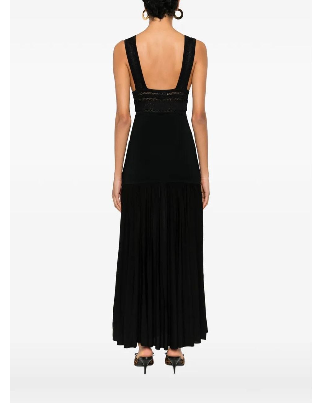 Sandro Black Ruffled Knit Maxi Dress
