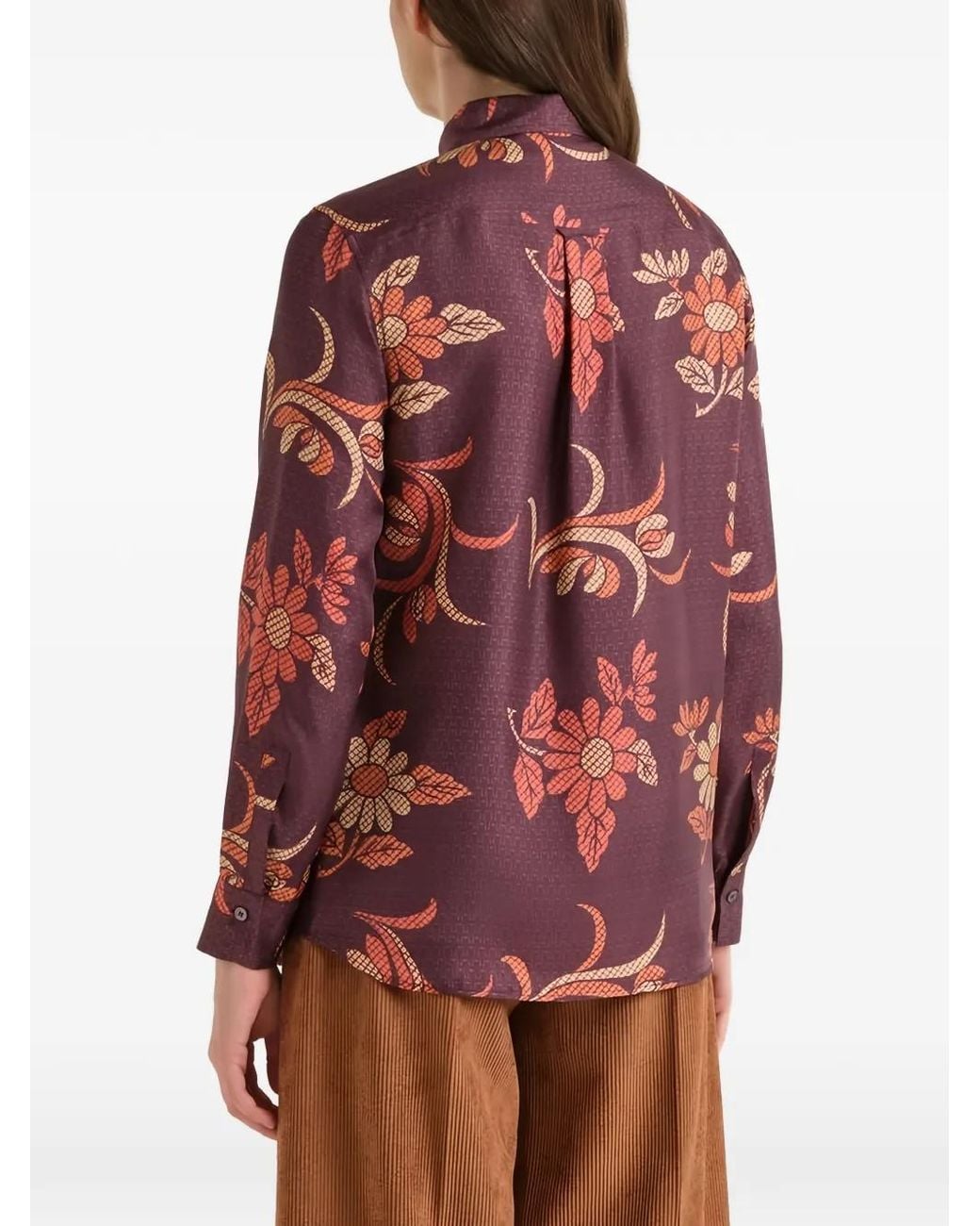 Maliparmi Red Floral-Print Long-Sleeved Shirt