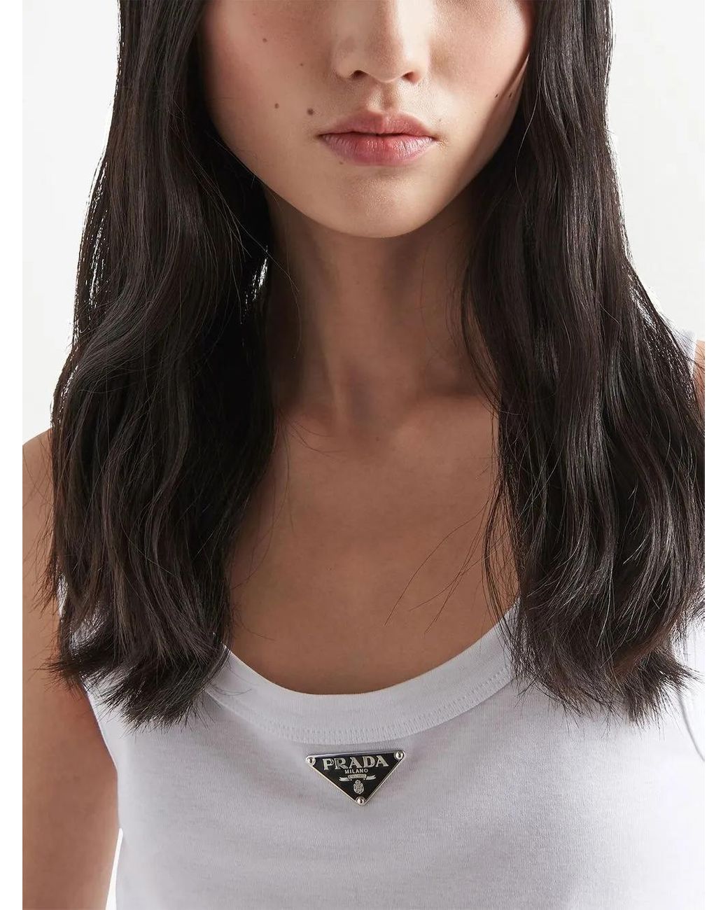 Prada White Cotton Triangle Crop Top