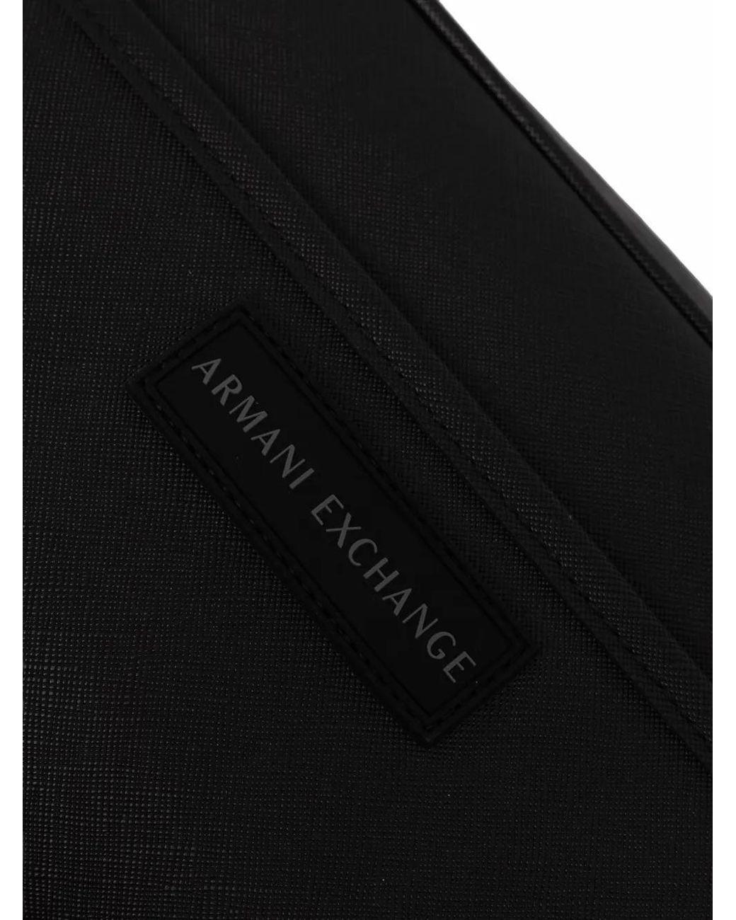 ARMANI EXCHANGE Black Logo-Patch Wash Bag for men