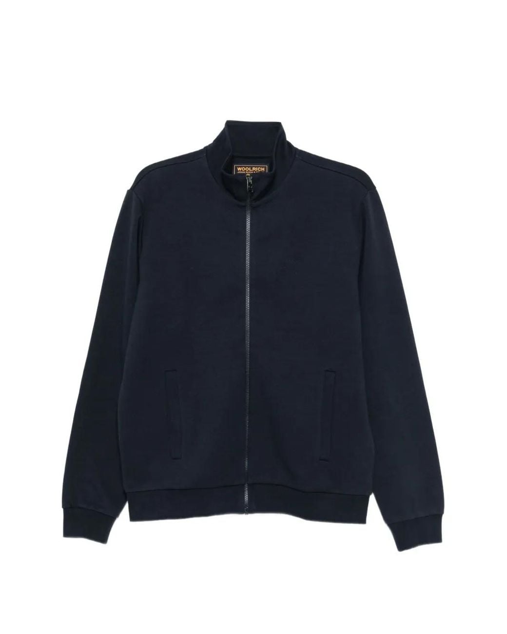 Woolrich Blue Zip-Up High-Neck Sweater for men