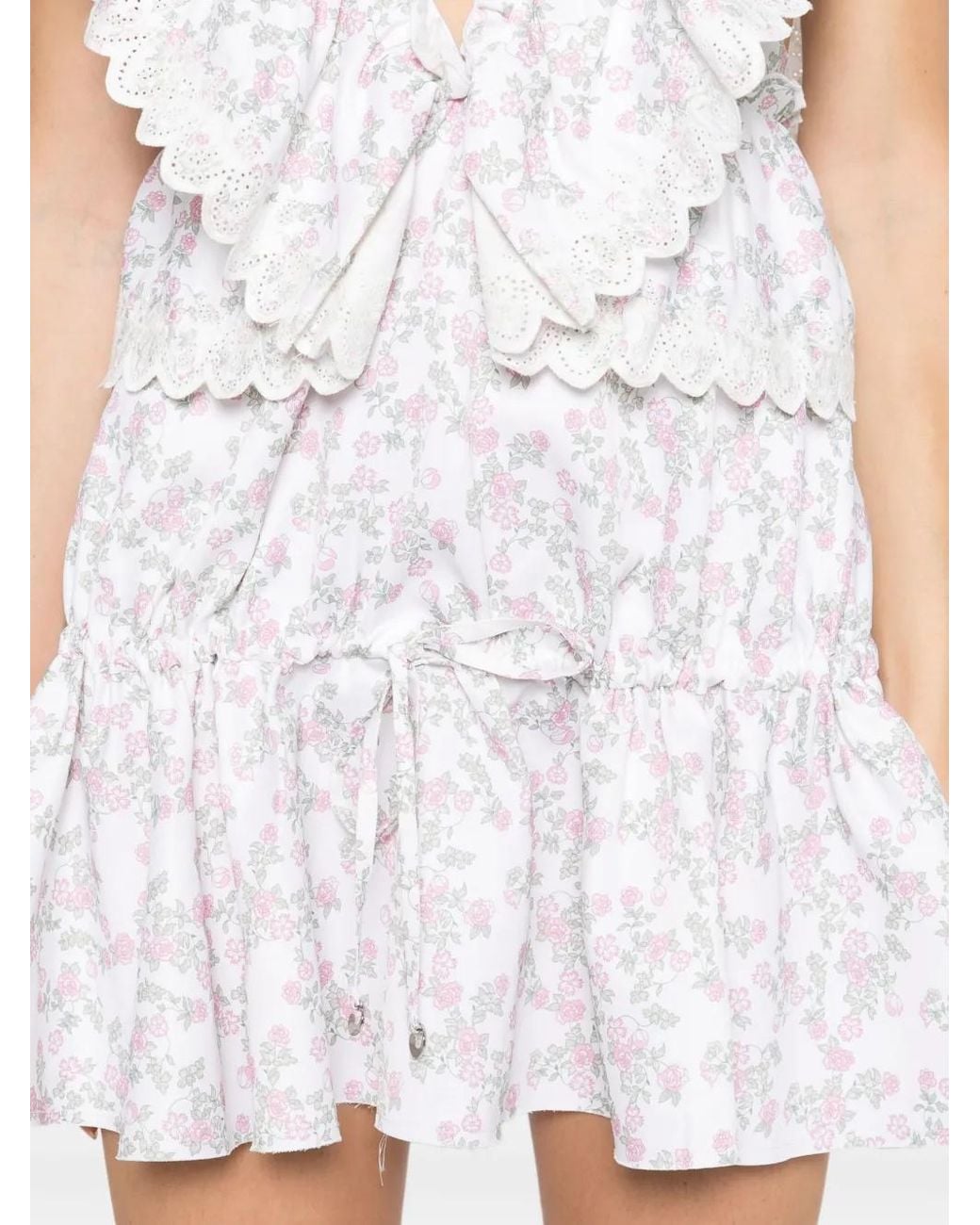Coperni White Floral-Print Ruffled Dress