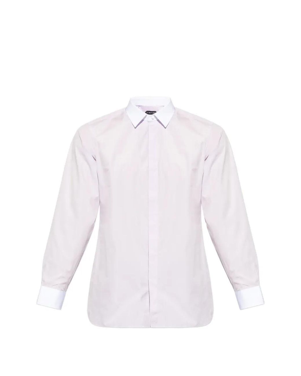 Tom Ford White Contrast-Collar Concealed-Fastening Shirt for men