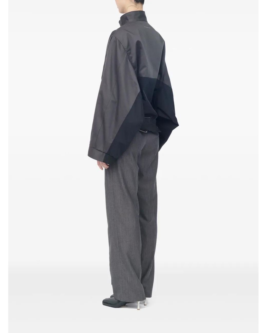 MM6 by Maison Margiela Gray Mirrored Two-Tone Zip Jacket